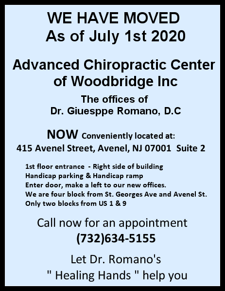 advanced chiro moved to 415 Avenel St, Avenel NJ 0701